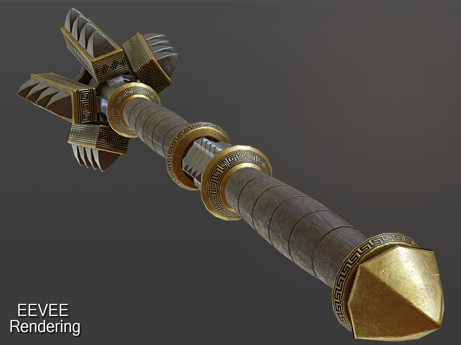 Mace Game Ready golden sword Low-poly 3D model_7