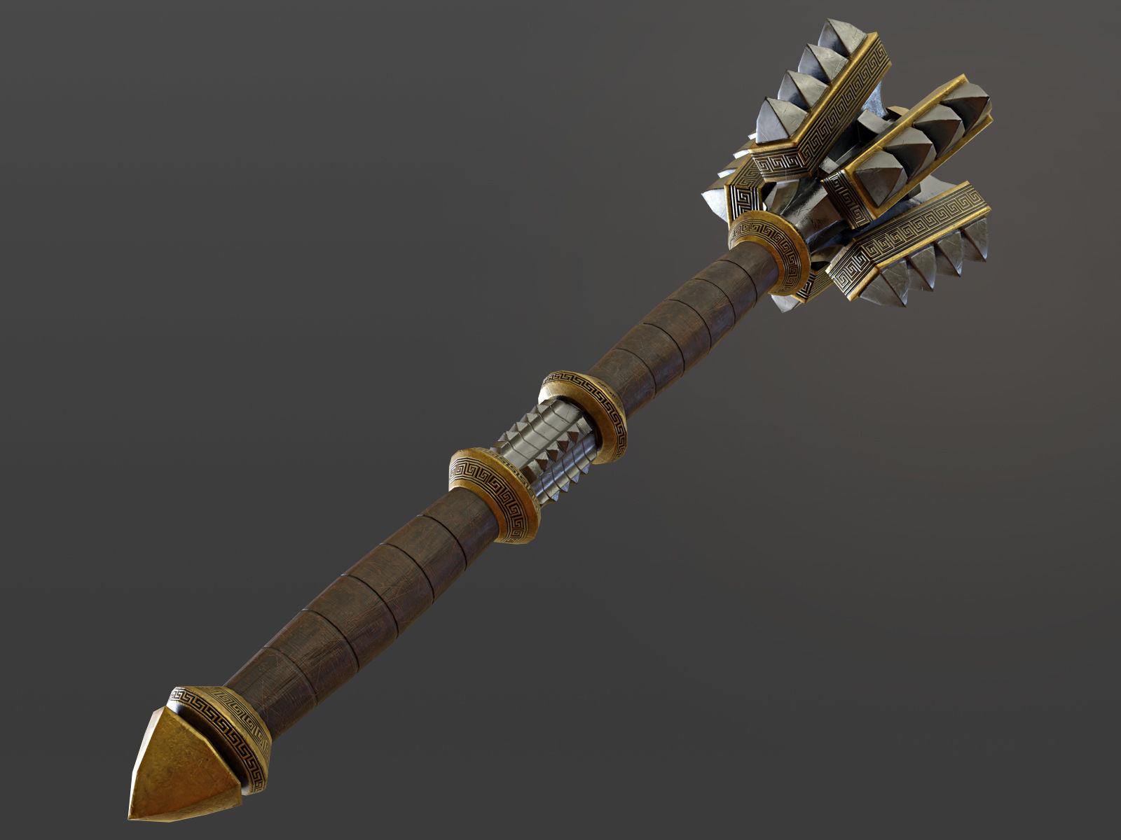 Mace Game Ready golden sword Low-poly 3D model_1