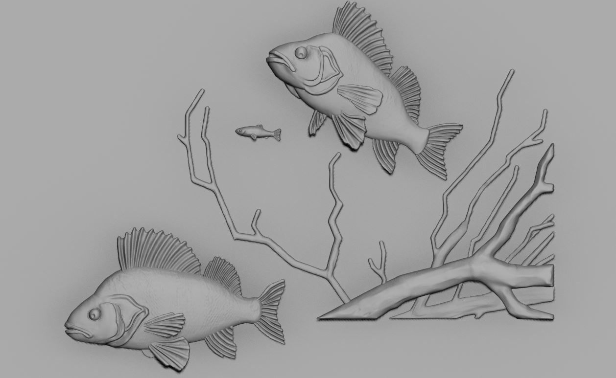 fish relief 3D print model_6