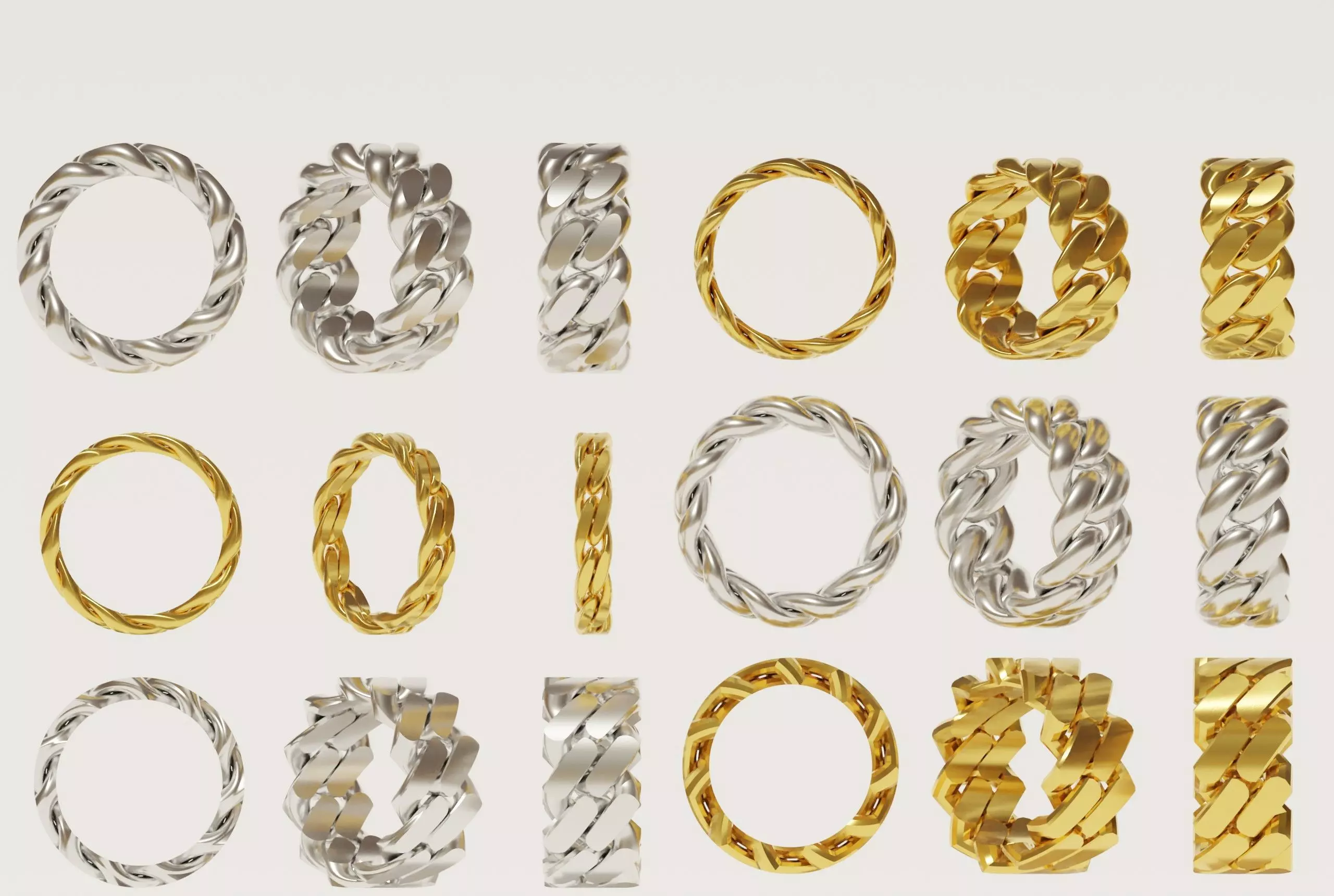 Cuban link chain ring 3D print model