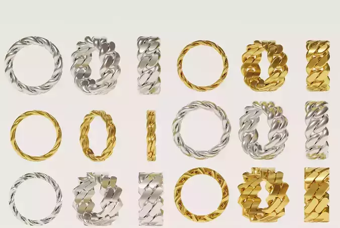 Cuban link chain ring 