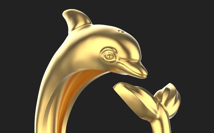 Dolphin ring  Silver Gold  Print Silver Gold  Print 3D print model_1