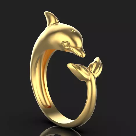Dolphin ring  Silver Gold  Print Silver Gold  Print 3D print model_0