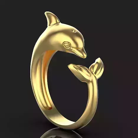 Dolphin ring  Silver Gold  Print Silver Gold  Print