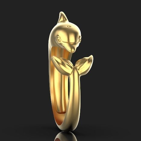 Dolphin ring  Silver Gold  Print Silver Gold  Print 3D print model_3