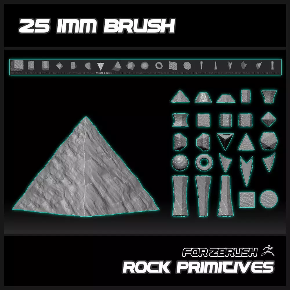 25 IMM BRUSH ROCK PRIMITIVES FOR ZBRUSH 3D model_0