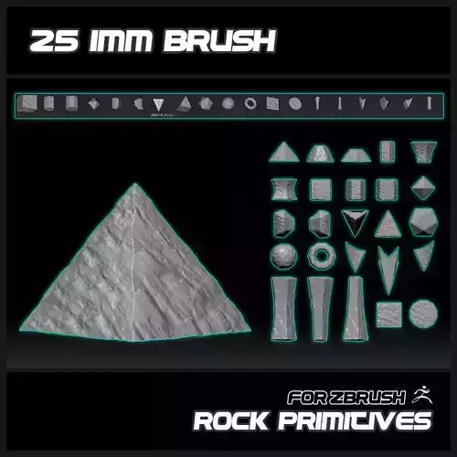 25 IMM BRUSH ROCK PRIMITIVES FOR ZBRUSH