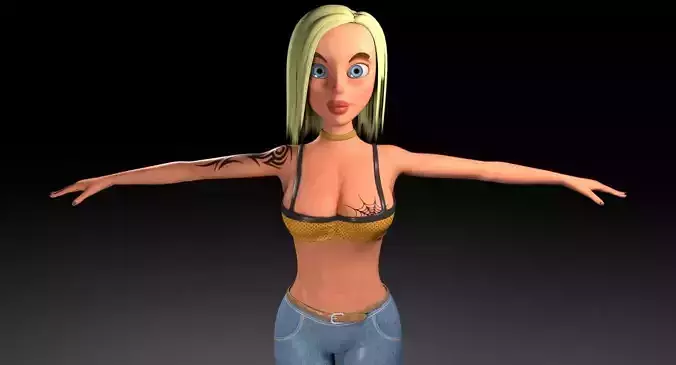 Sexy Cartoon Girl Low-poly 3D model