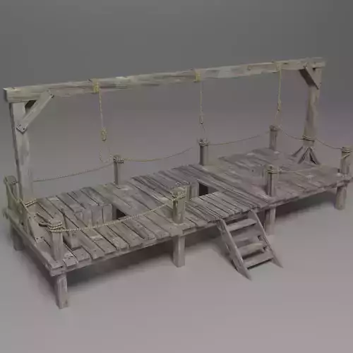 Gallow wooden platform with ropes