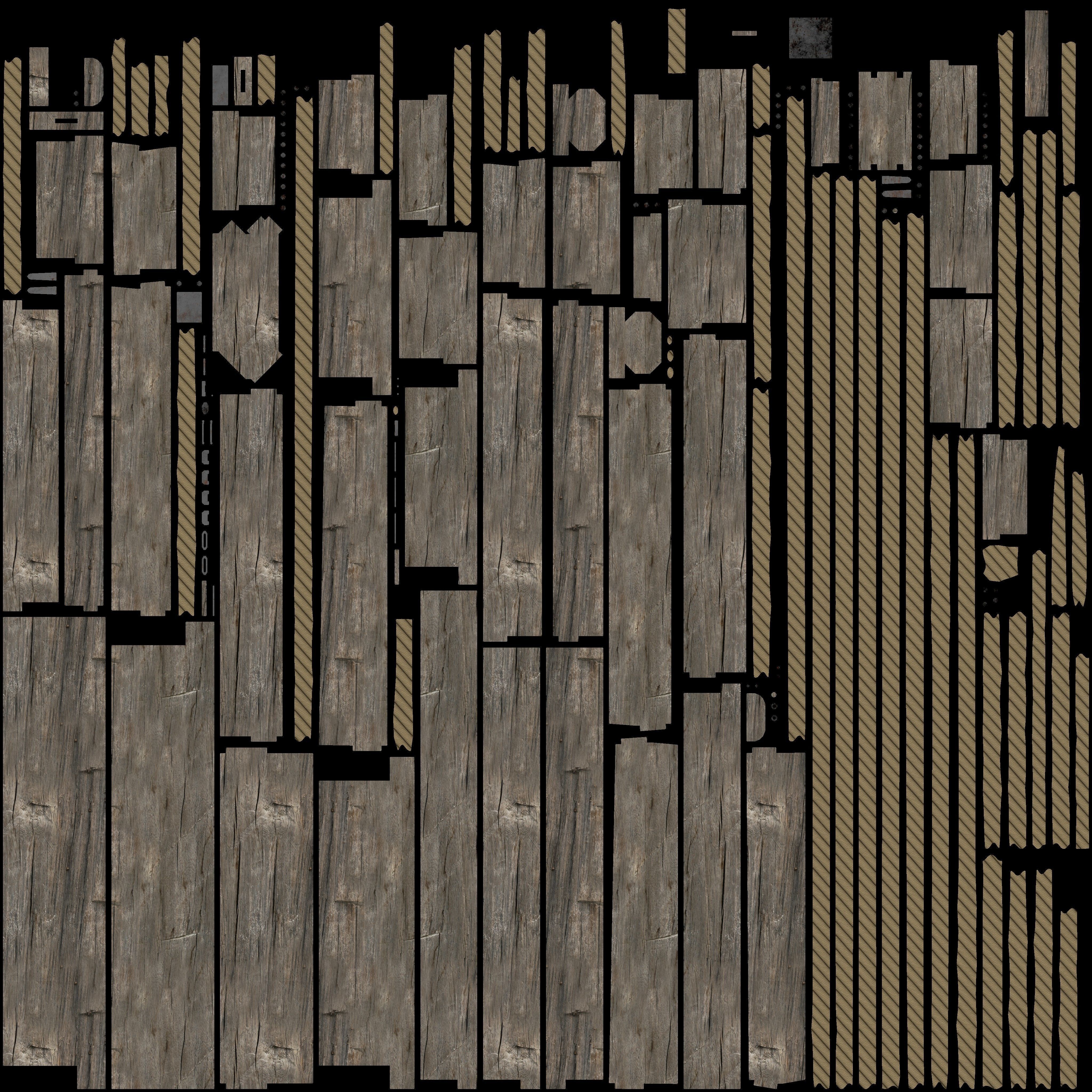 Gallow wooden platform with ropes 3D model_7