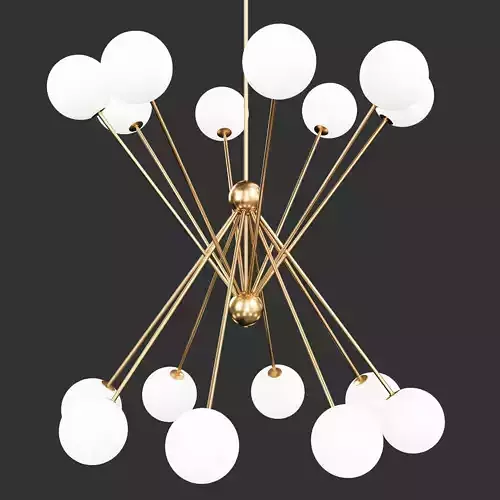 SCARLETT chandelier with balls hanging from brass rods
