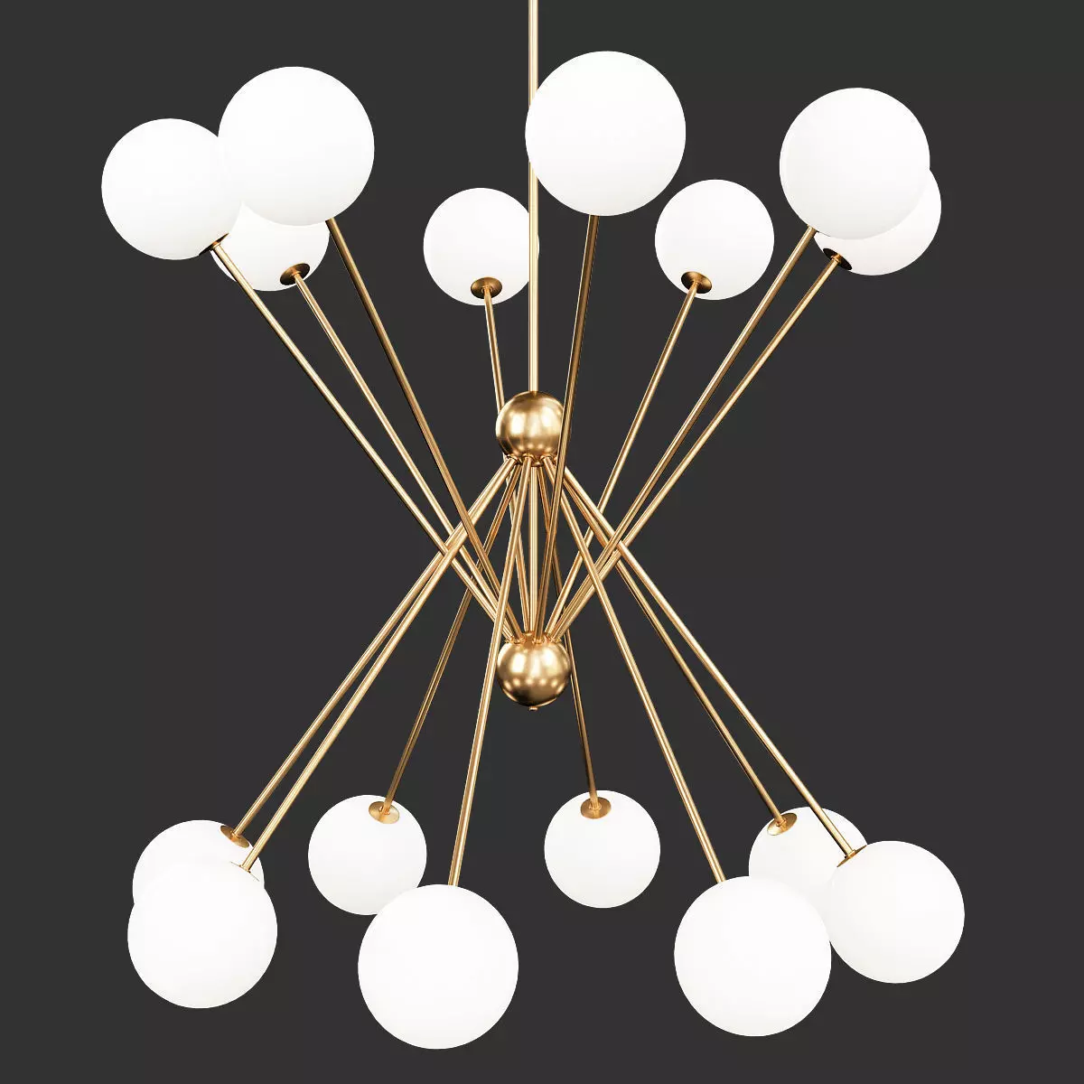 SCARLETT chandelier with balls hanging from brass rods Low-poly 3D model_0