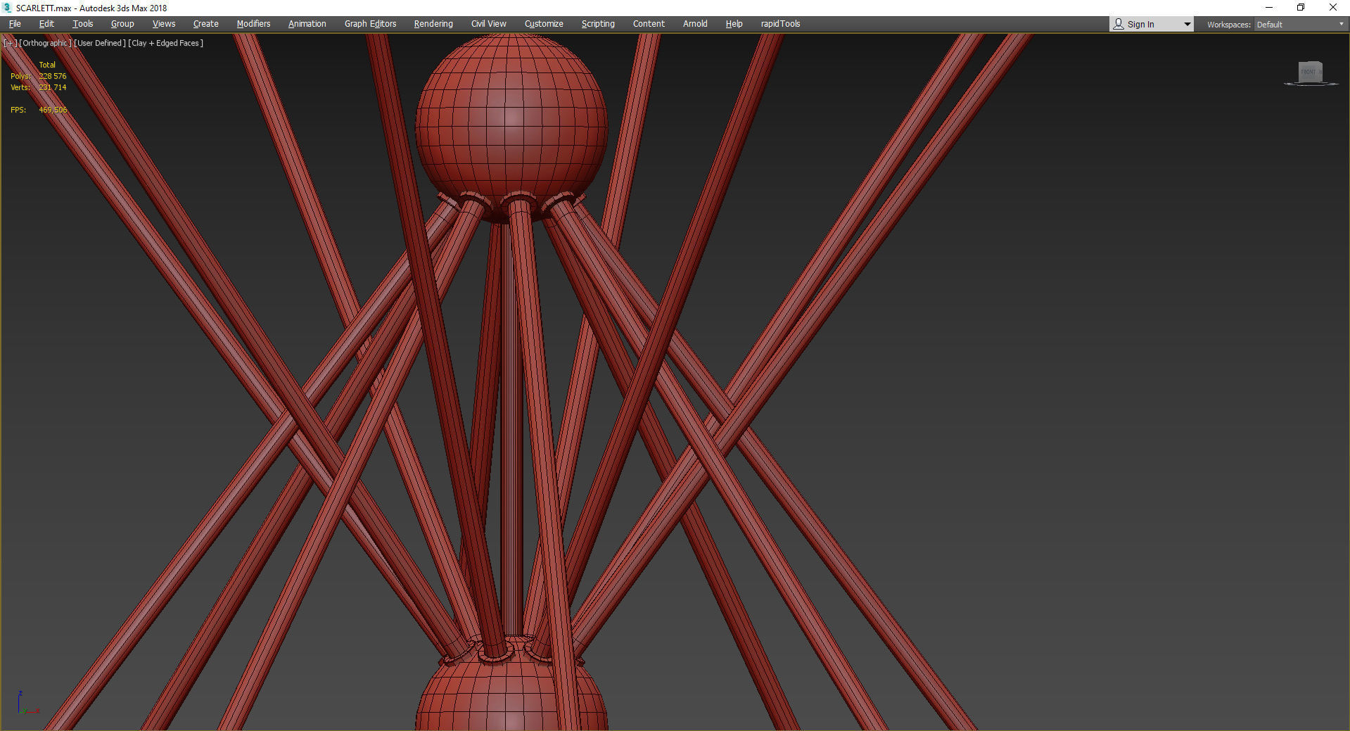 SCARLETT chandelier with balls hanging from brass rods Low-poly 3D model_4