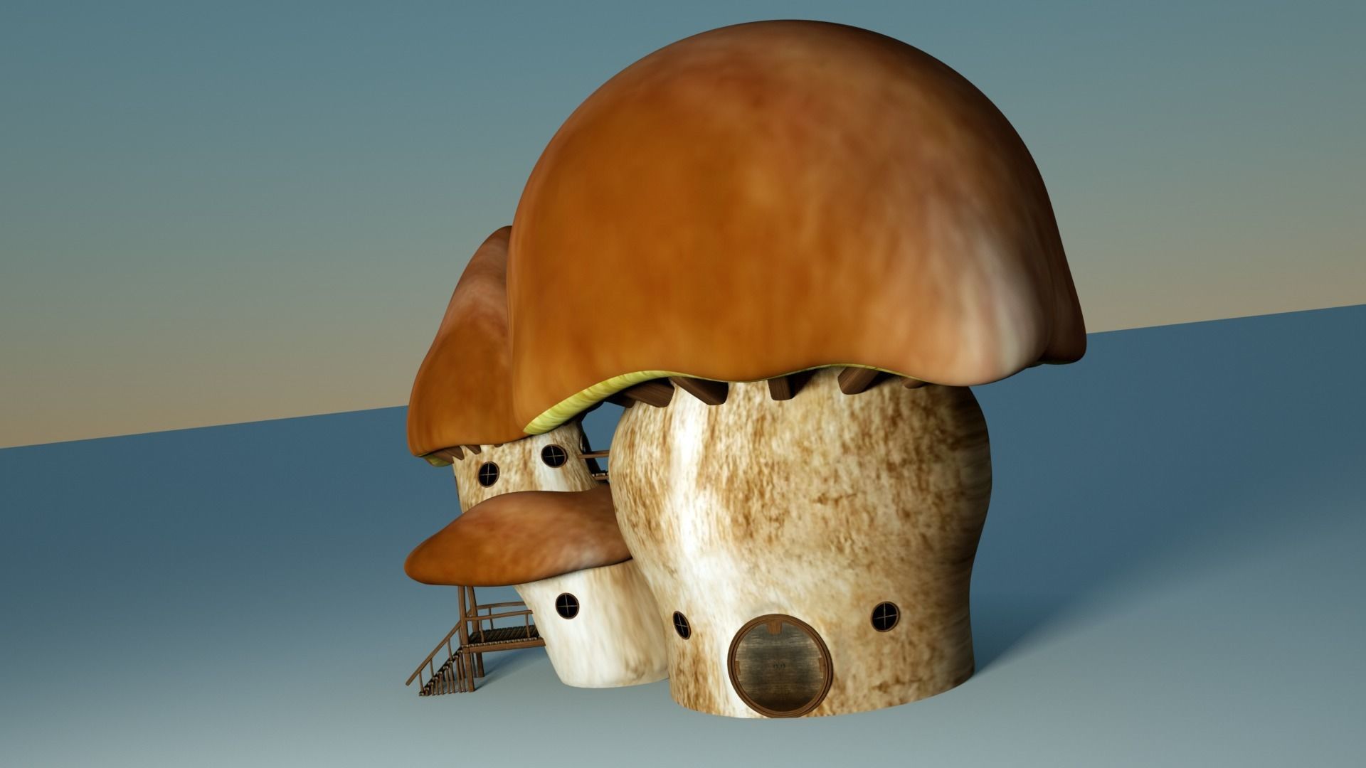 Mushroom house 3D model_2