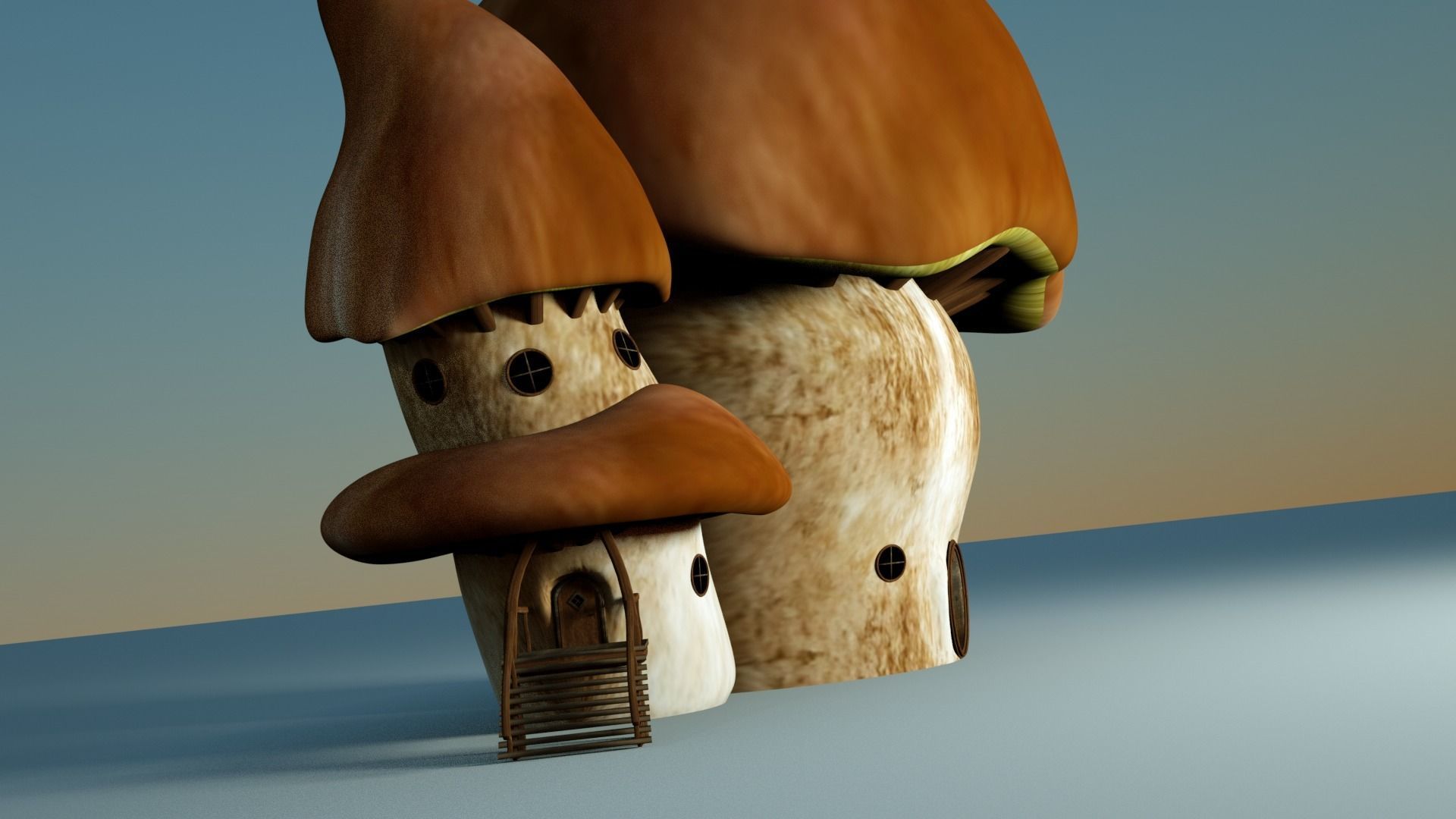Mushroom house 3D model_1