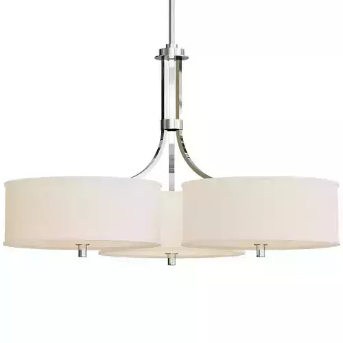 Gray Faux Silk 36 Wide Triple Shade Pendant