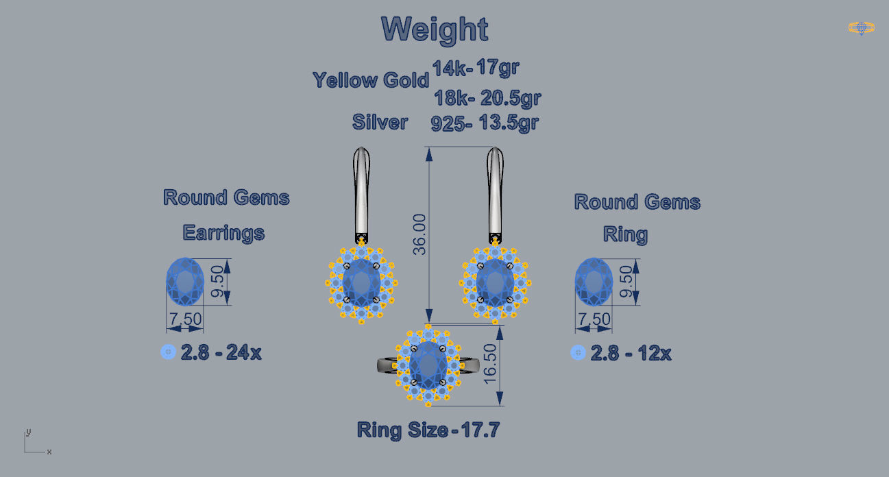 Ring and Earrings 131 3D print model_6