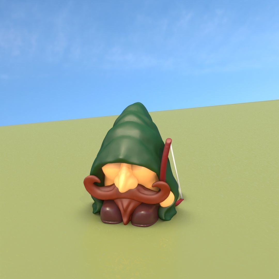 Gnome Elf Archer - Funny Sneaky Bowman Low-poly 3D model_24