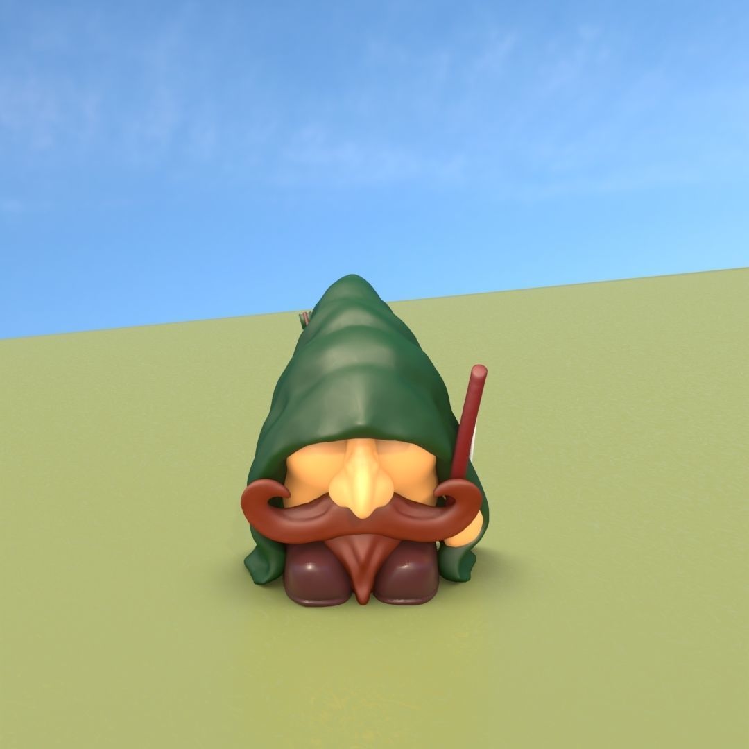 Gnome Elf Archer - Funny Sneaky Bowman Low-poly 3D model_25
