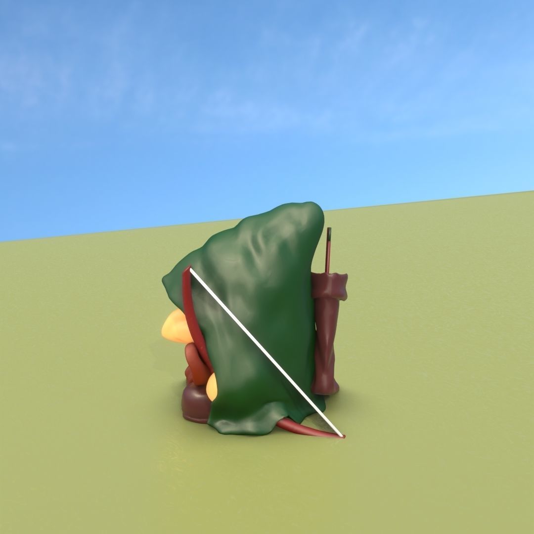 Gnome Elf Archer - Funny Sneaky Bowman Low-poly 3D model_19