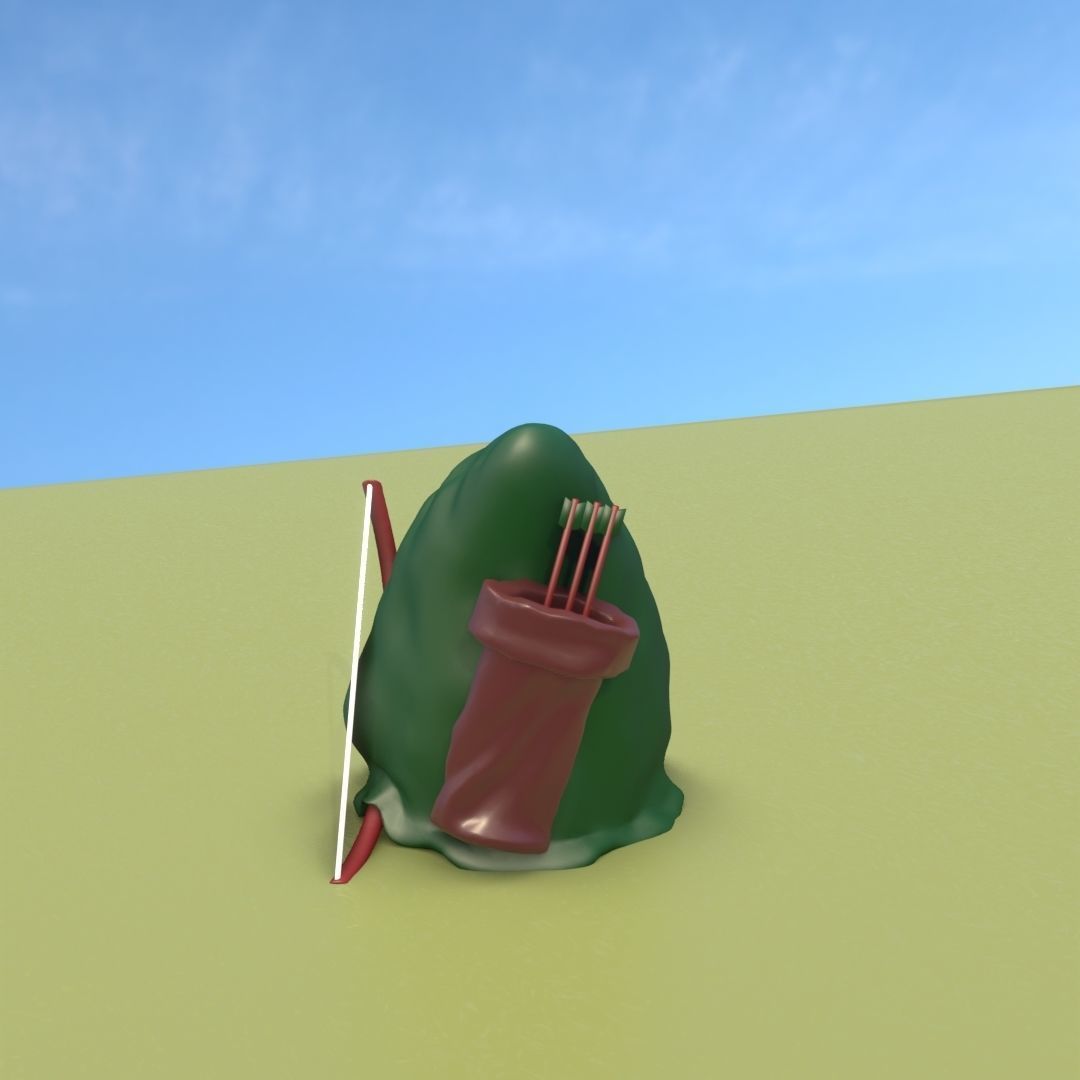 Gnome Elf Archer - Funny Sneaky Bowman Low-poly 3D model_13