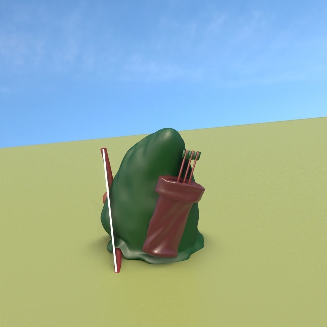 Gnome Elf Archer - Funny Sneaky Bowman Low-poly 3D model_14