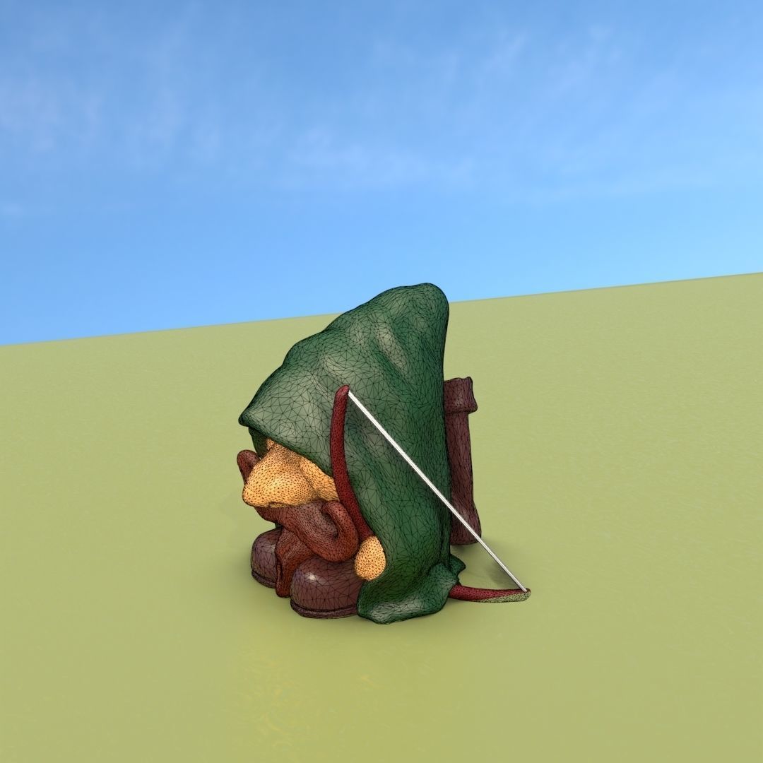 Gnome Elf Archer - Funny Sneaky Bowman Low-poly 3D model_30