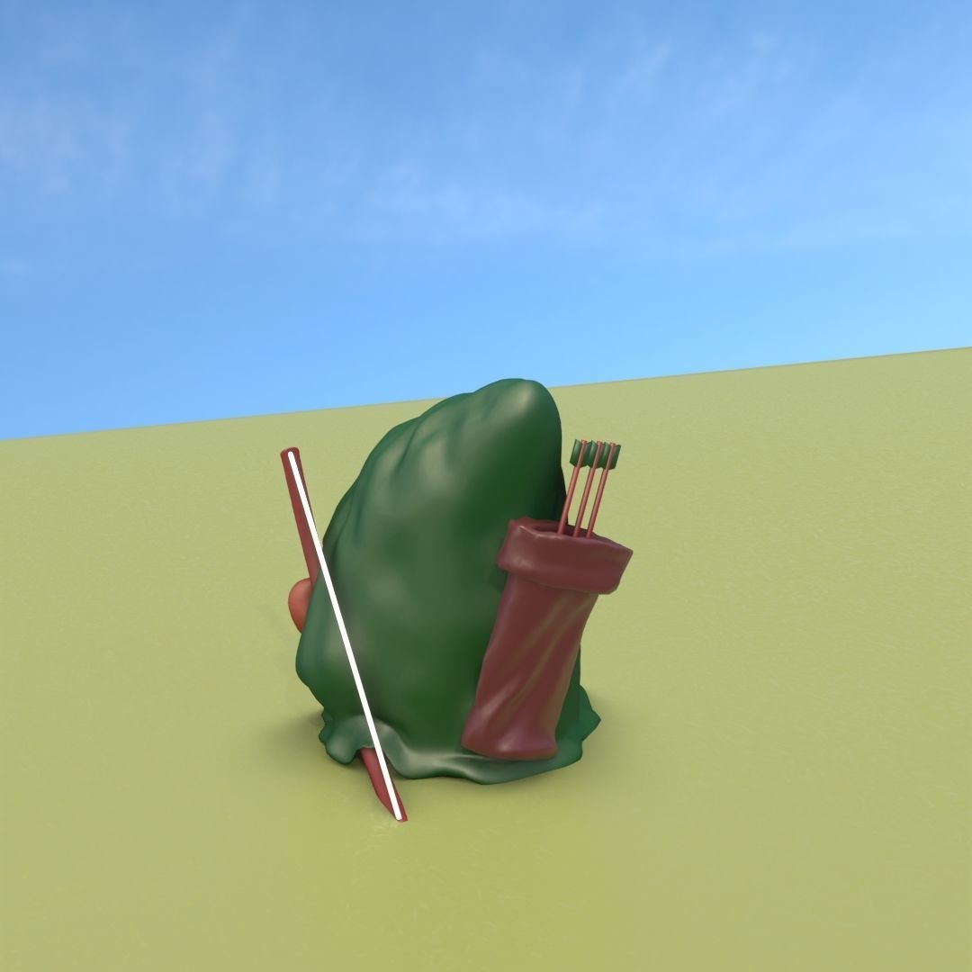 Gnome Elf Archer - Funny Sneaky Bowman Low-poly 3D model_15