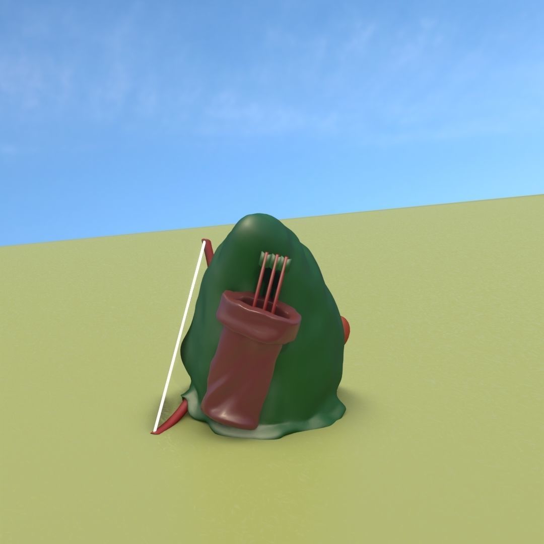 Gnome Elf Archer - Funny Sneaky Bowman Low-poly 3D model_12