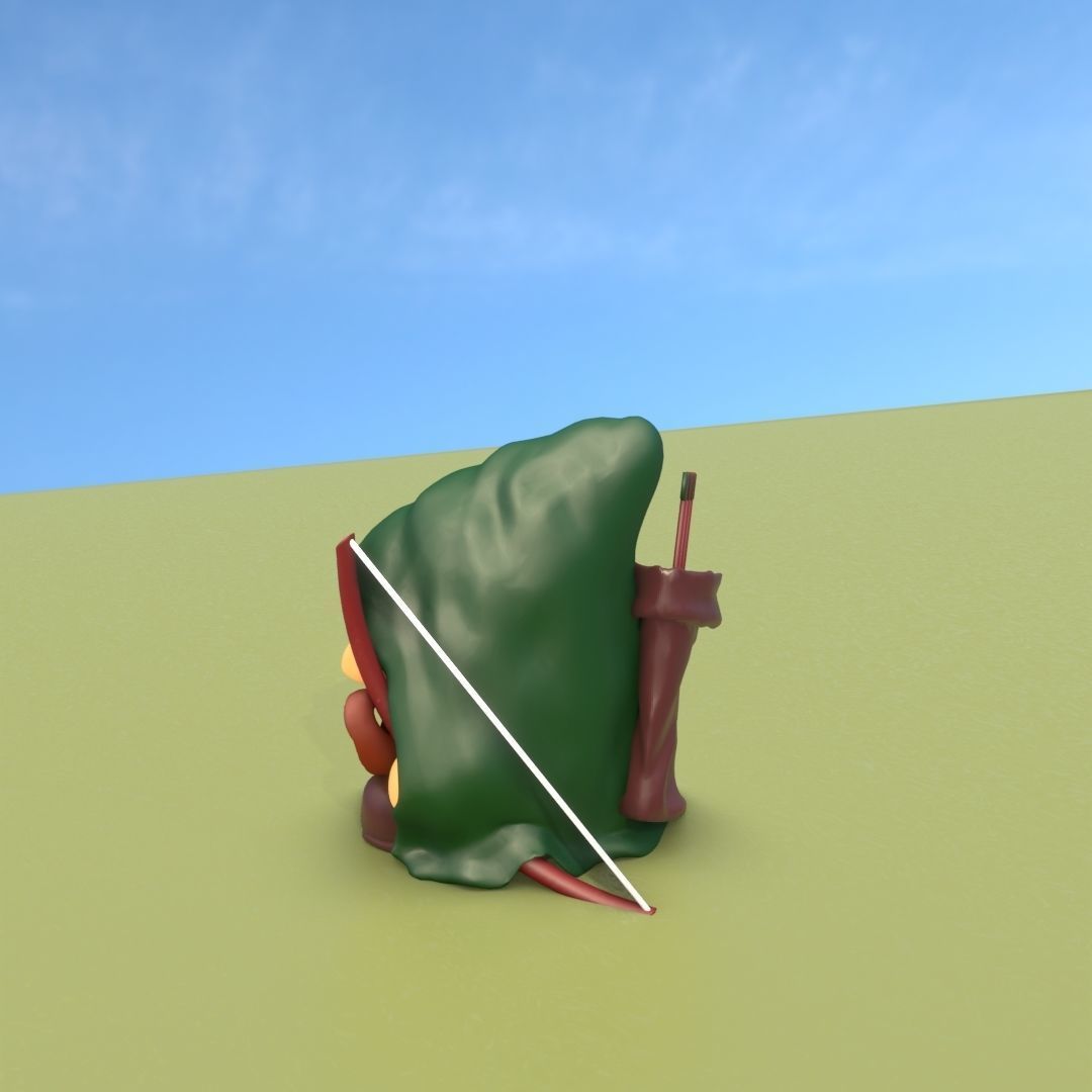 Gnome Elf Archer - Funny Sneaky Bowman Low-poly 3D model_18