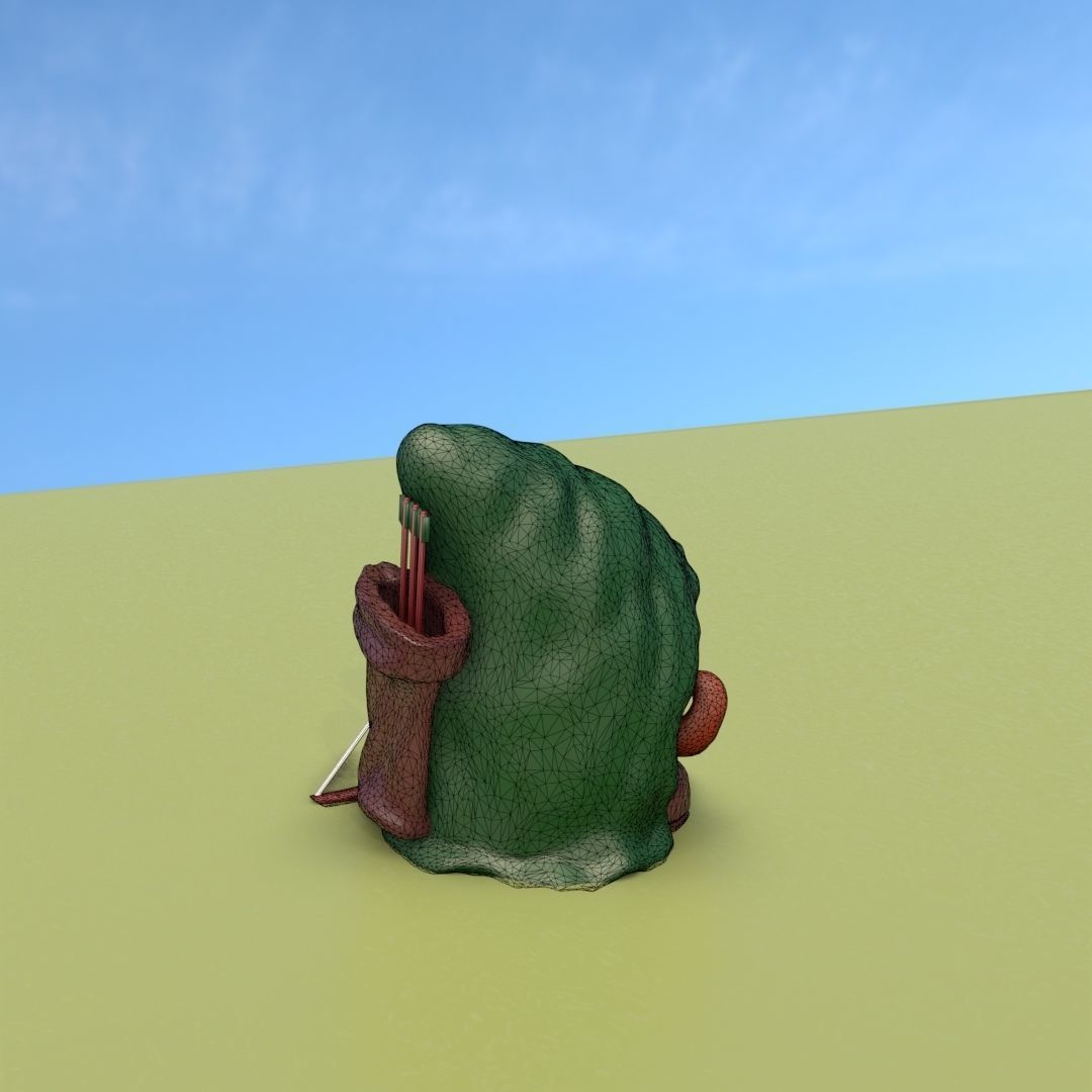 Gnome Elf Archer - Funny Sneaky Bowman Low-poly 3D model_28