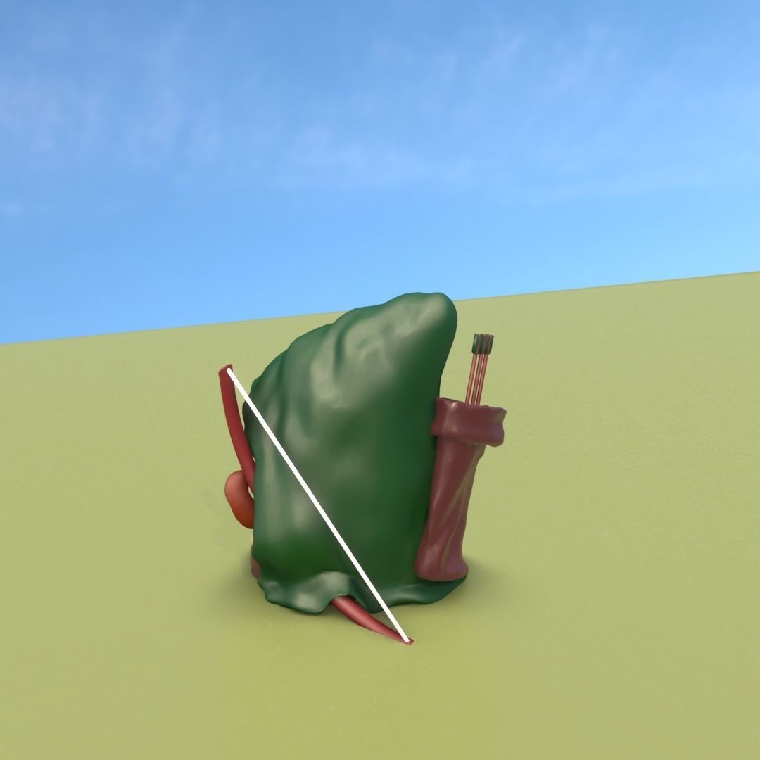 Gnome Elf Archer - Funny Sneaky Bowman Low-poly 3D model_17