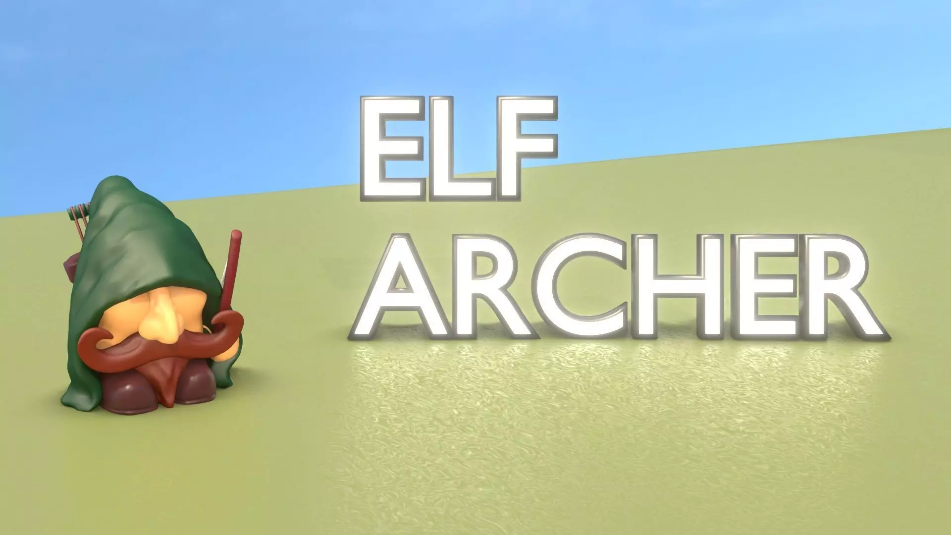 Gnome Elf Archer - Funny Sneaky Bowman Low-poly 3D model_0