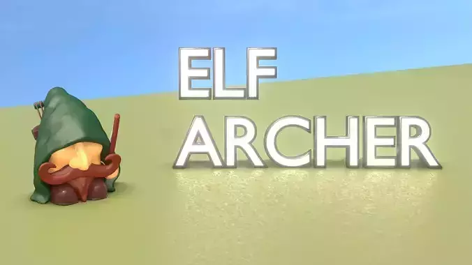 Gnome Elf Archer - Funny Sneaky Bowman Low-poly 3D model Gnome Elf Archer - Funny Sneaky Bowman Low-poly 3D model