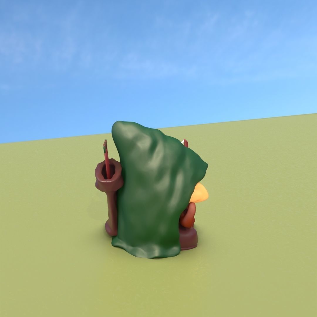 Gnome Elf Archer - Funny Sneaky Bowman Low-poly 3D model_7