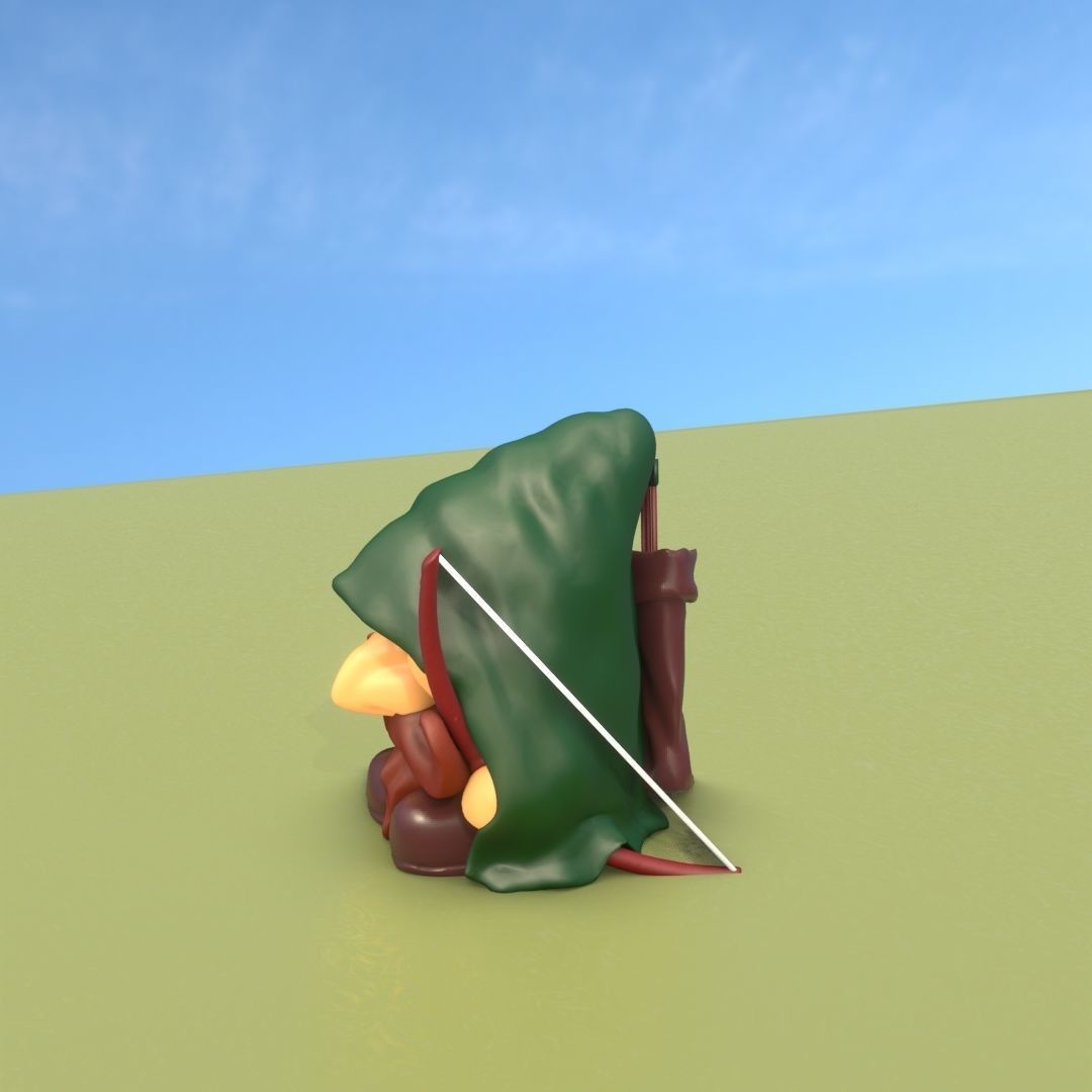 Gnome Elf Archer - Funny Sneaky Bowman Low-poly 3D model_20