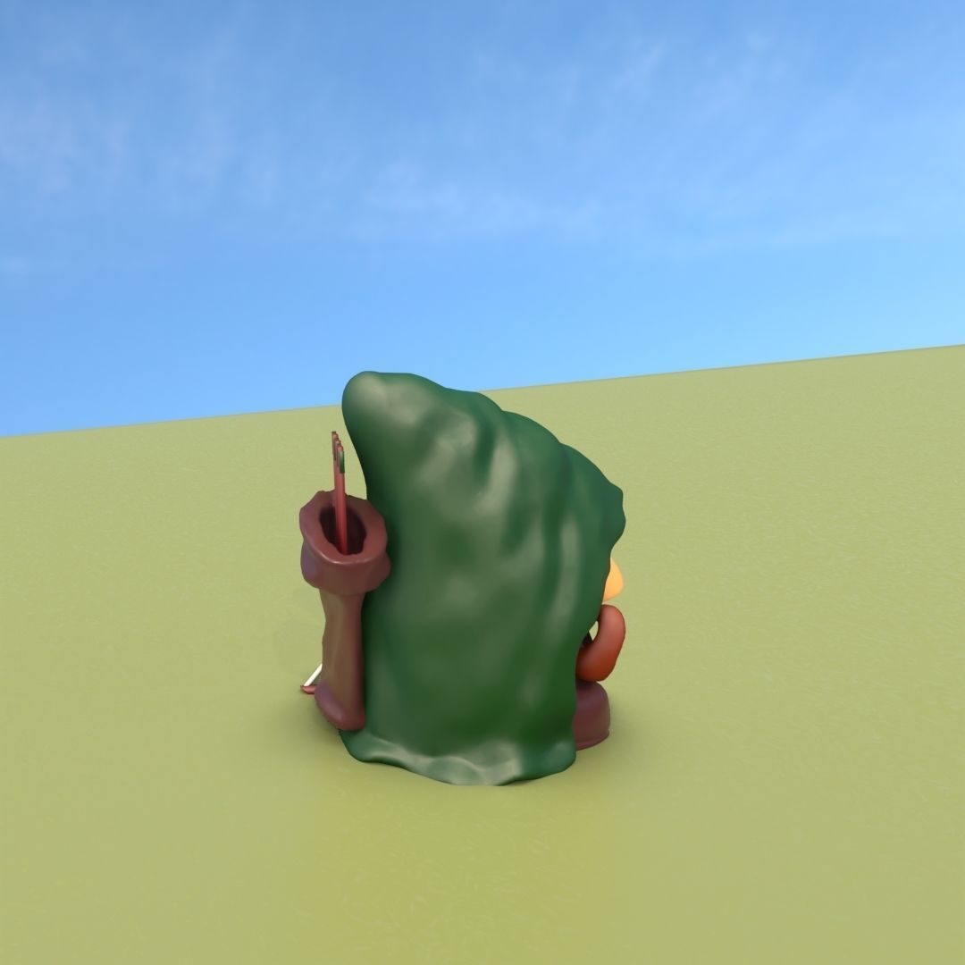 Gnome Elf Archer - Funny Sneaky Bowman Low-poly 3D model_8