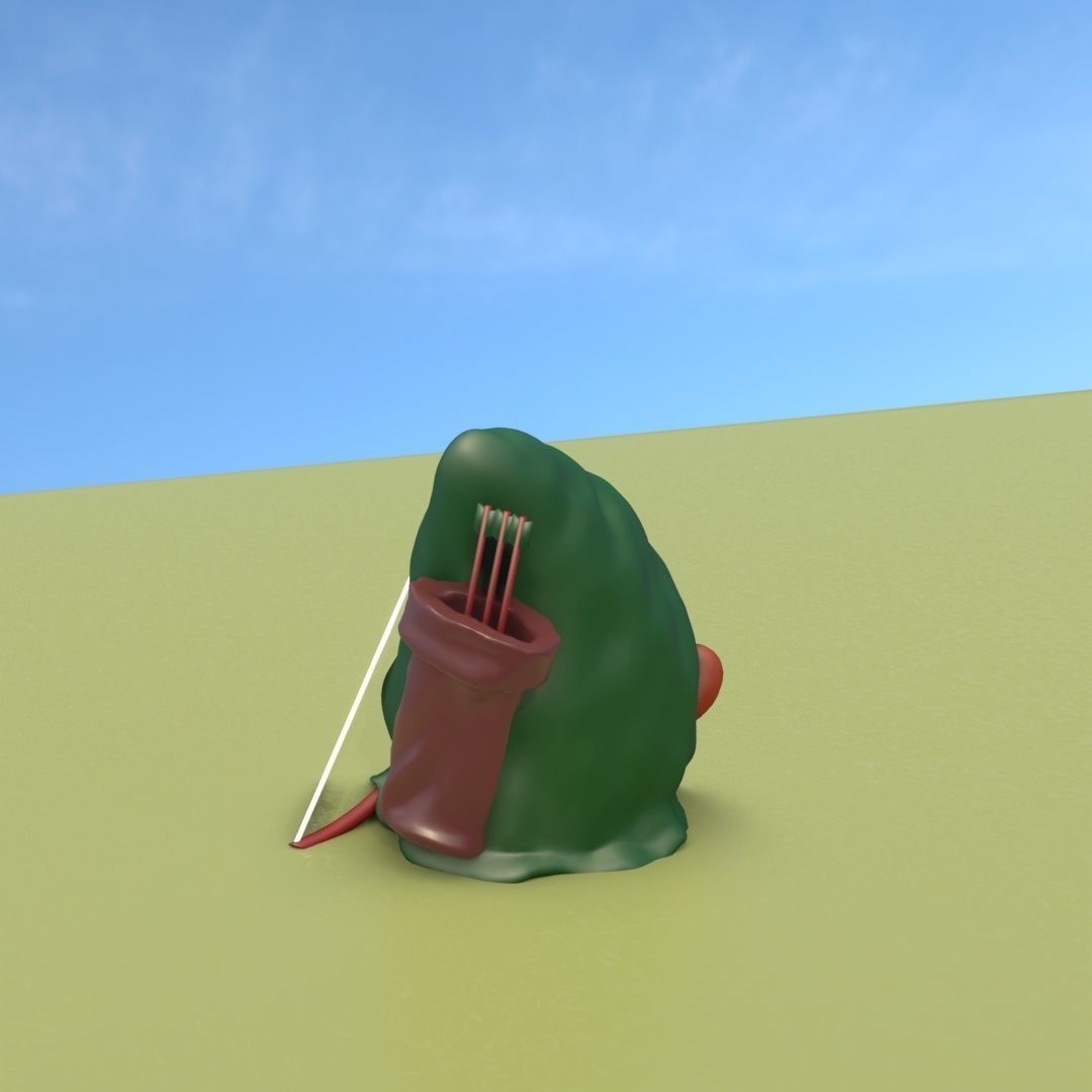 Gnome Elf Archer - Funny Sneaky Bowman Low-poly 3D model_11