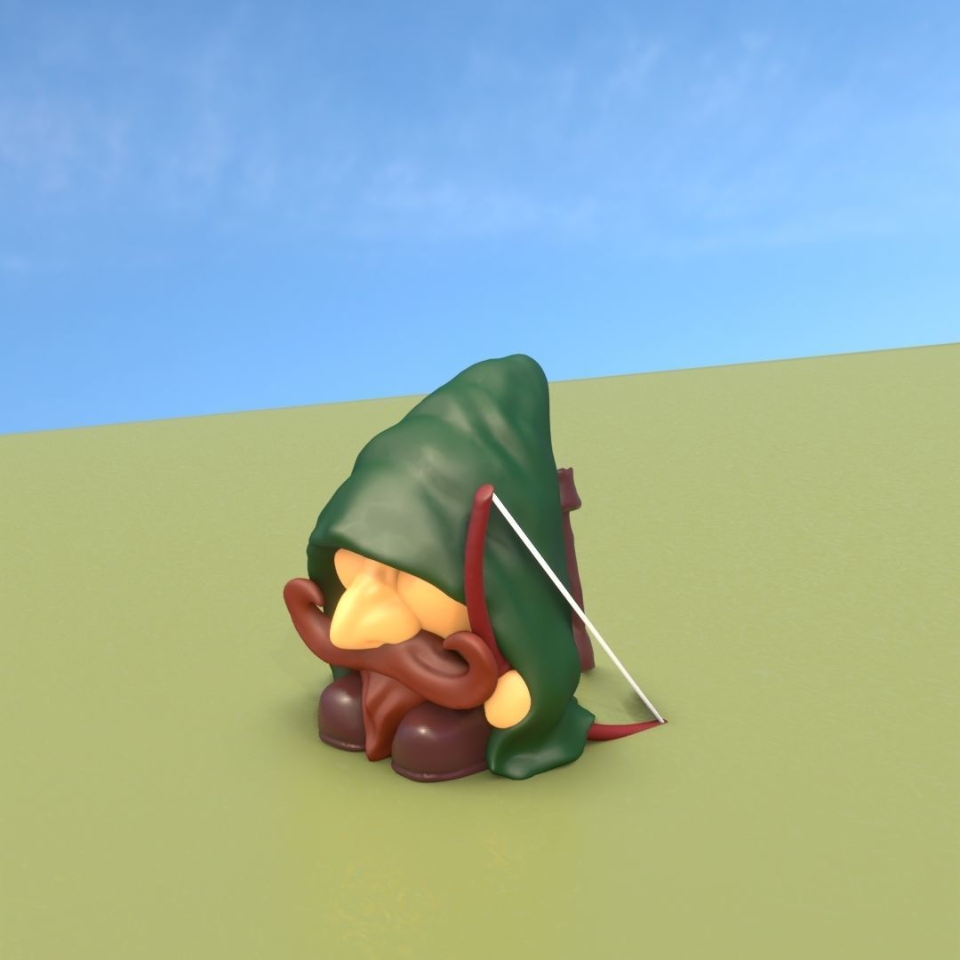 Gnome Elf Archer - Funny Sneaky Bowman Low-poly 3D model_22