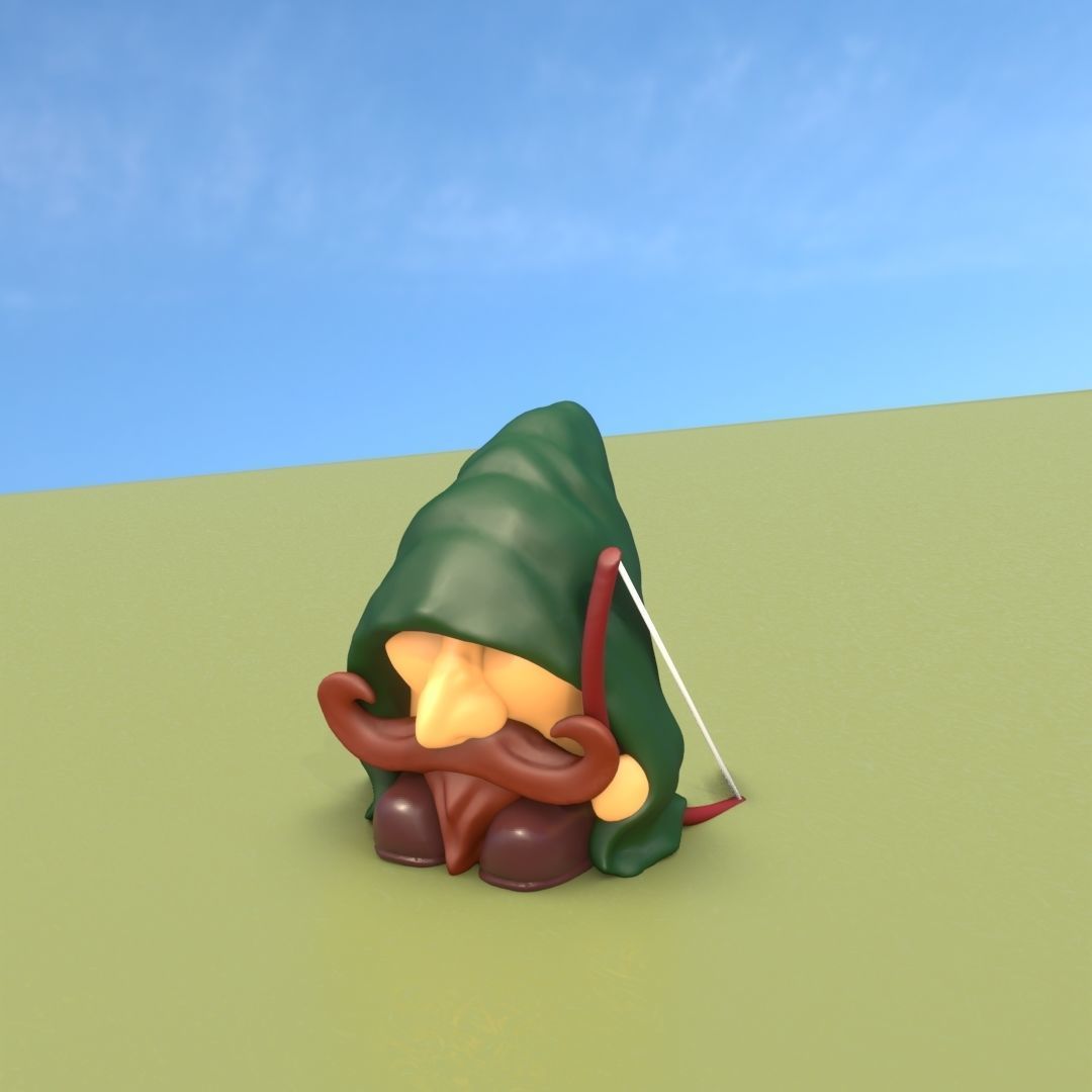 Gnome Elf Archer - Funny Sneaky Bowman Low-poly 3D model_23