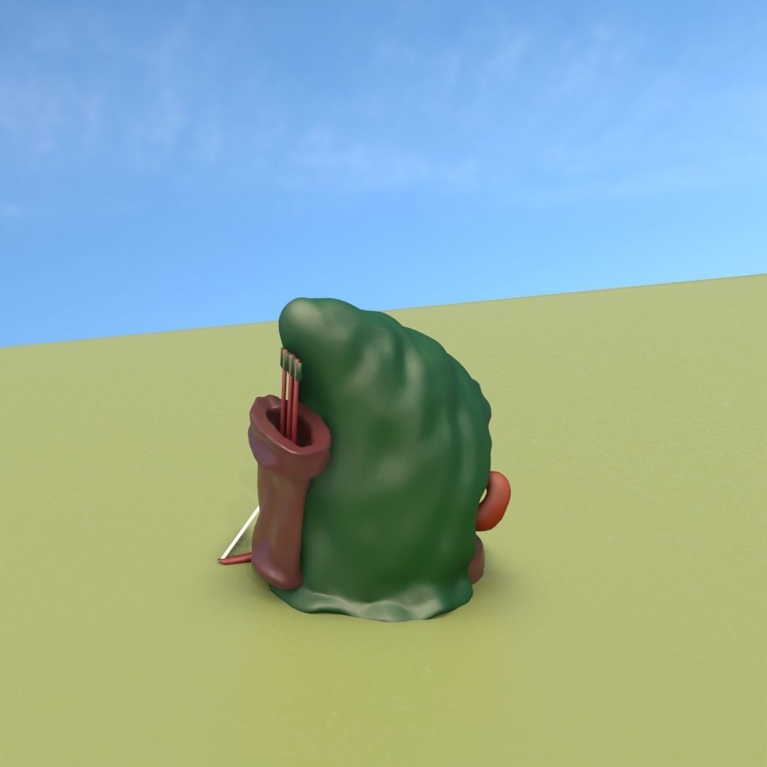 Gnome Elf Archer - Funny Sneaky Bowman Low-poly 3D model_9