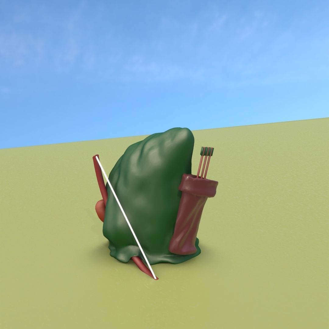 Gnome Elf Archer - Funny Sneaky Bowman Low-poly 3D model_16