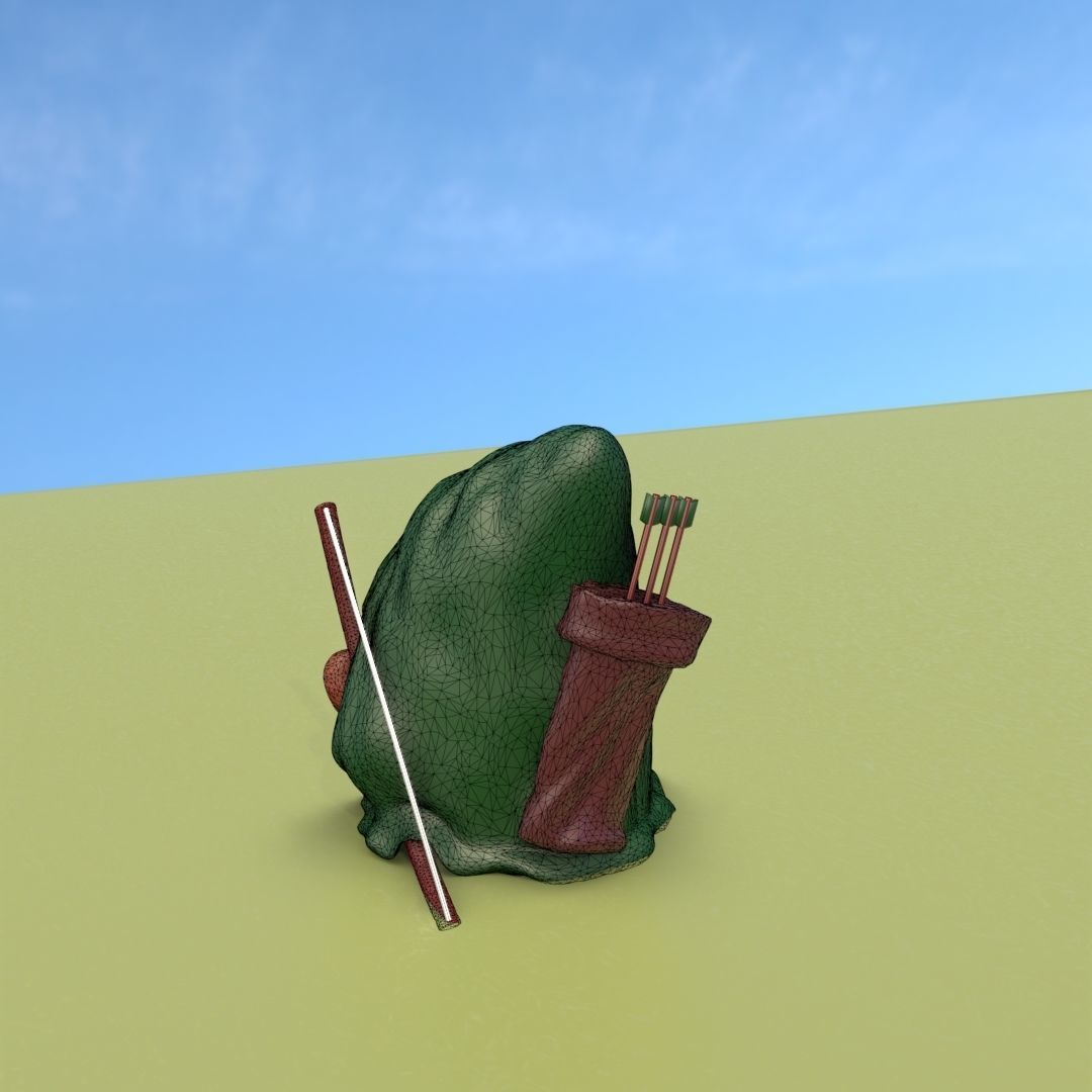 Gnome Elf Archer - Funny Sneaky Bowman Low-poly 3D model_29