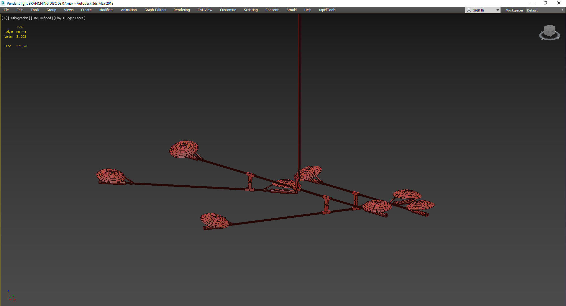 Pendant light BRANCHING DISC 08 07 Low-poly 3D model_3