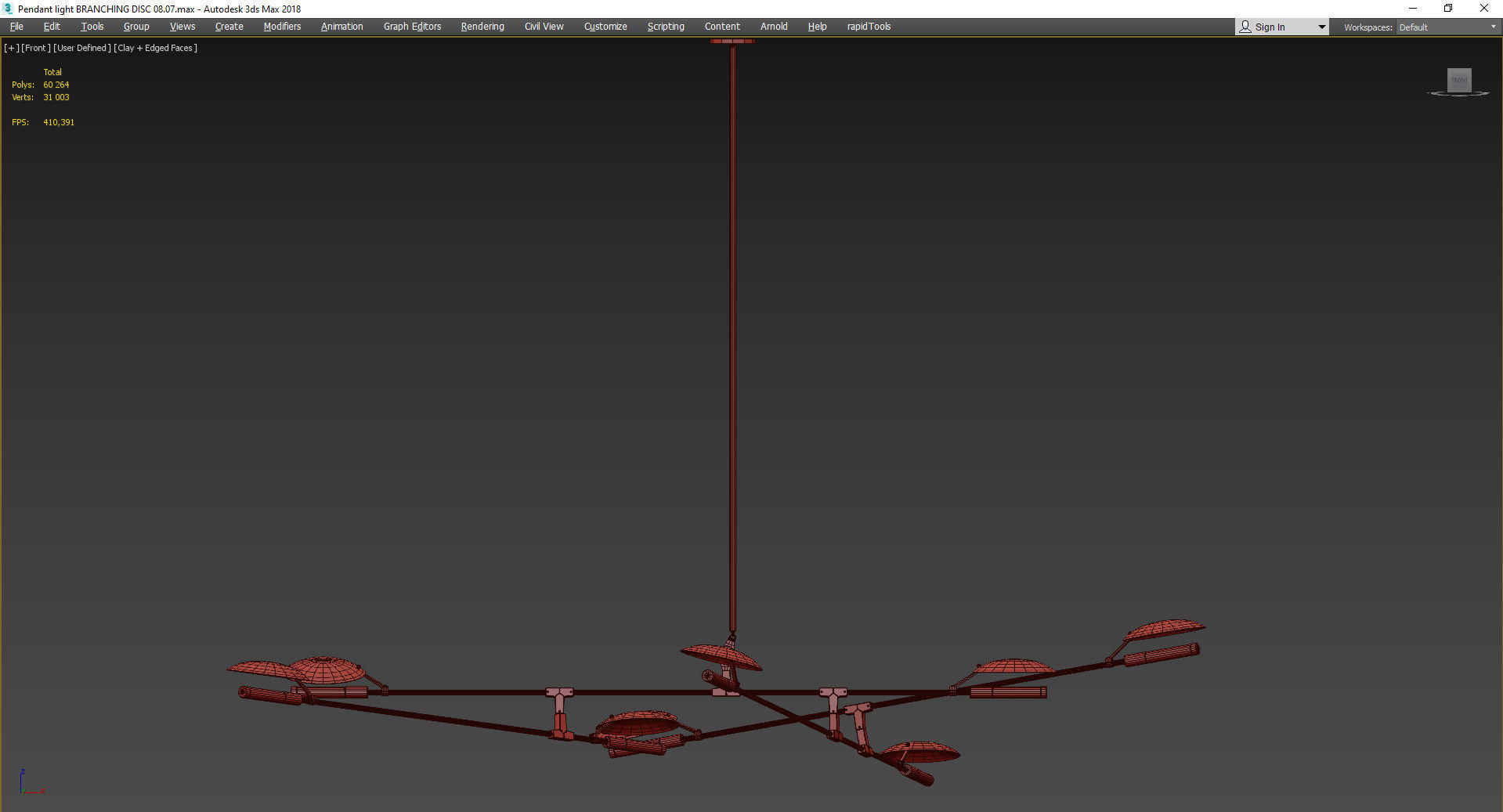 Pendant light BRANCHING DISC 08 07 Low-poly 3D model_2