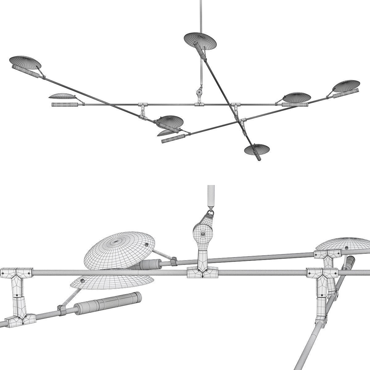 Pendant light BRANCHING DISC 08 07 Low-poly 3D model_1