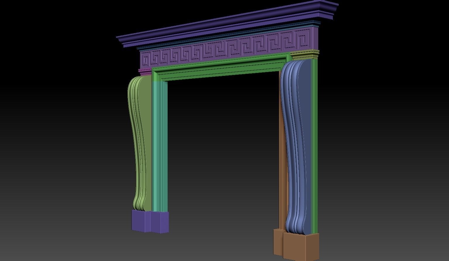 Georgian Style Fireplace Mantel 3D model_12