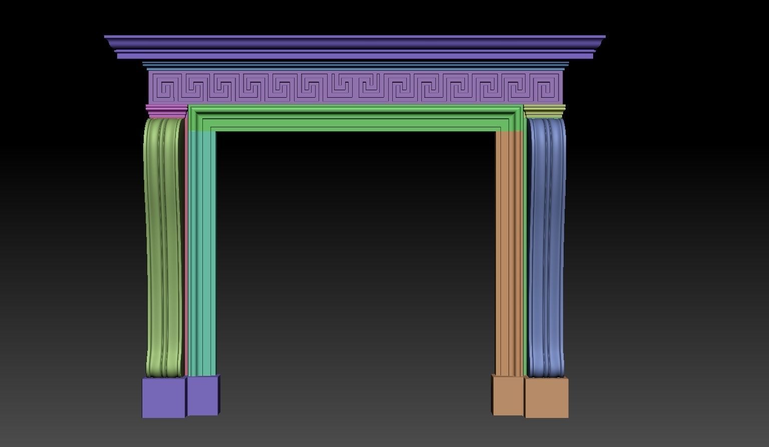 Georgian Style Fireplace Mantel 3D model_11