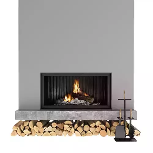 Fireplace with logs and logs