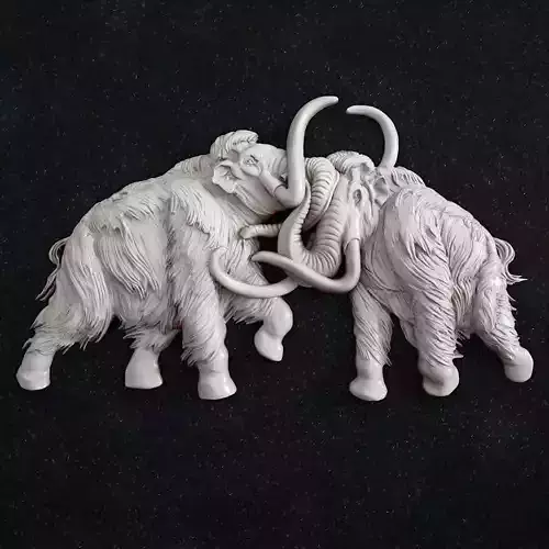 mammoth two woolly mammoths fighting